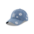 New Era Cap Flower Embroidery Light Denim 9TWENTY Adjustable Hat