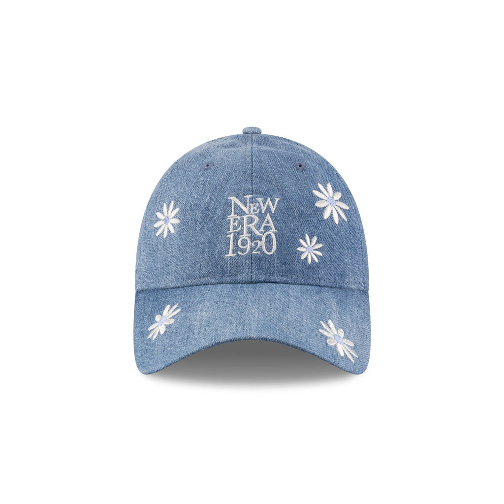New Era Cap Flower Embroidery Light Denim 9TWENTY Adjustable Hat