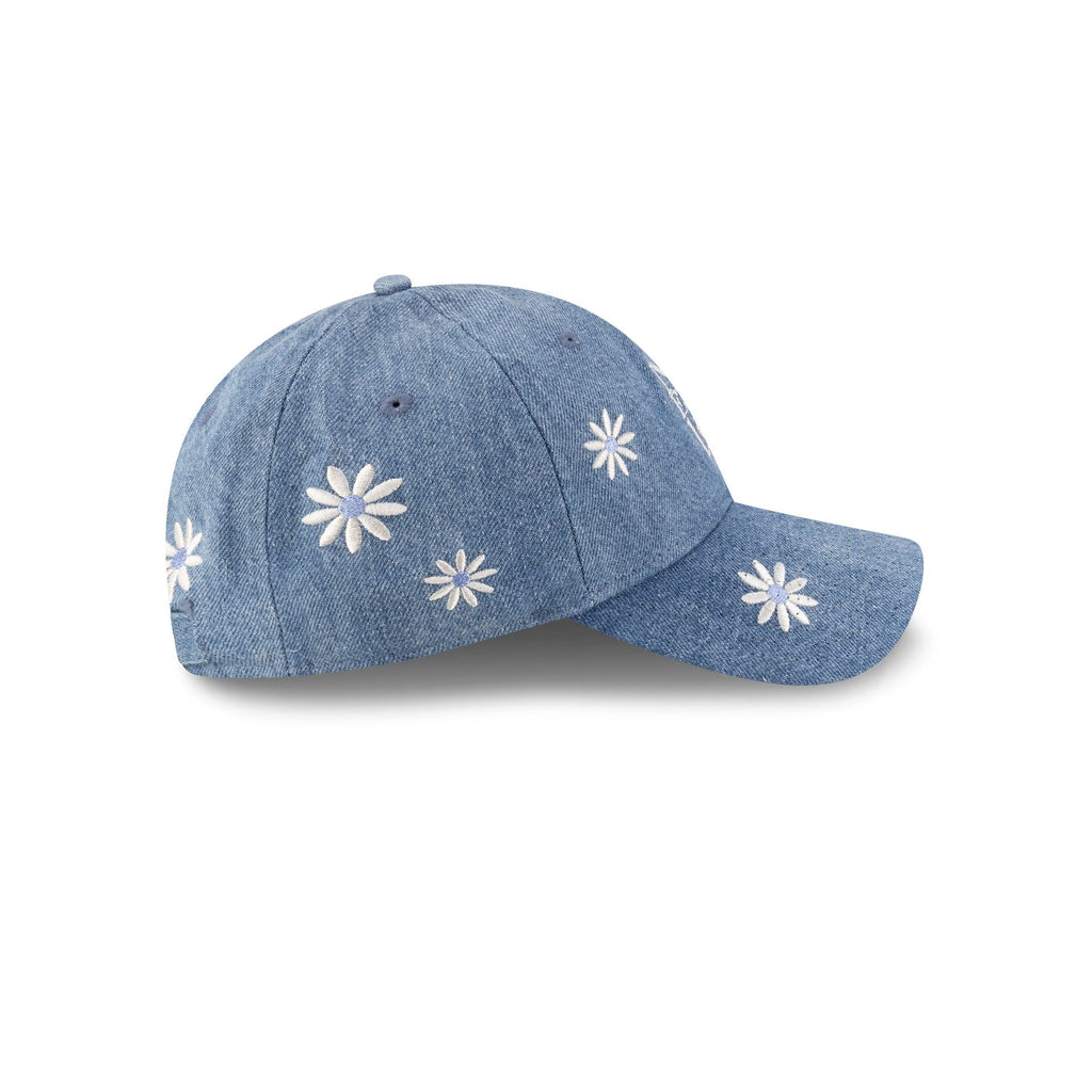 New Era Cap Flower Embroidery Light Denim 9TWENTY Adjustable Hat