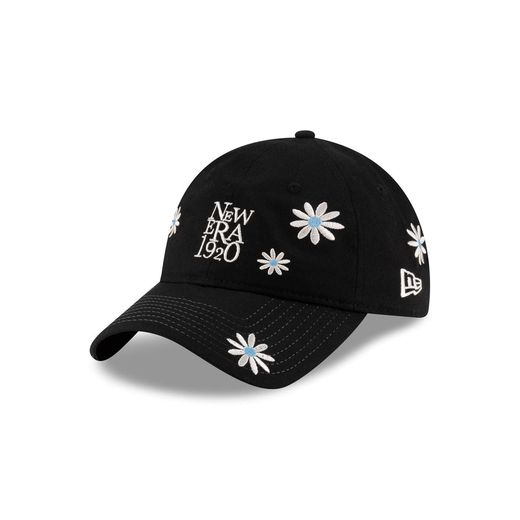 New Era Cap Flower Embroidery Black Denim 9TWENTY Adjustable Hat