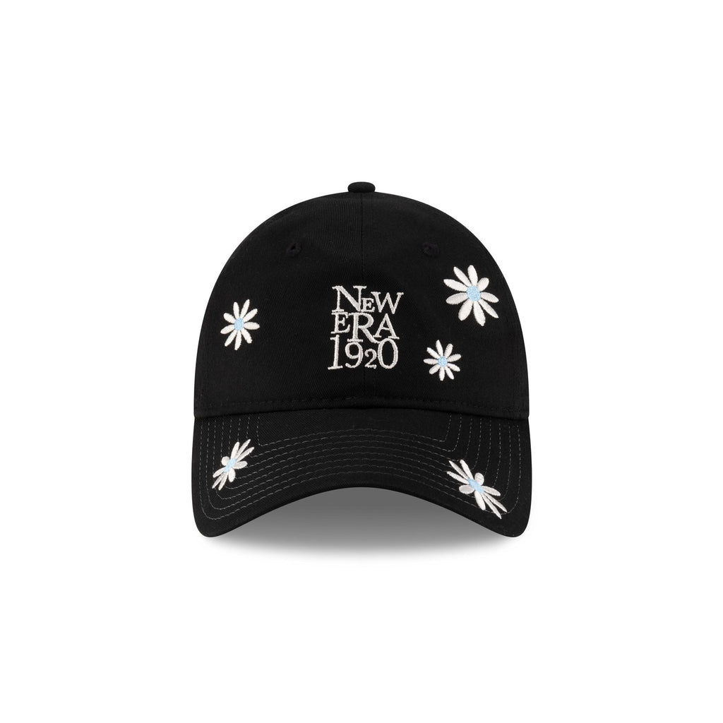 New Era Cap Flower Embroidery Black Denim 9TWENTY Adjustable Hat