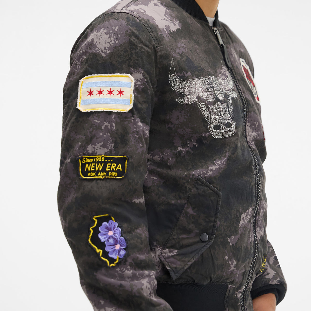 Alpha Industries x Boston Celtics Black Camo MA-1 Bomber Jacket
