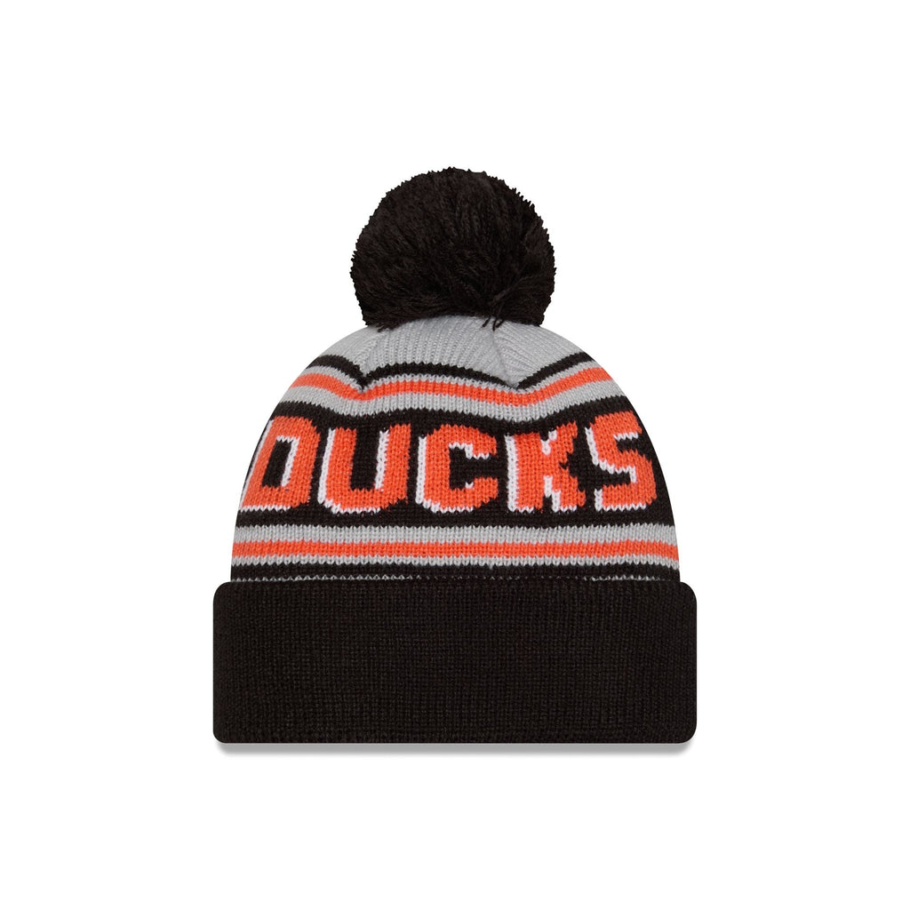 Anaheim Ducks Stripe Wordmark Pom Knit Hat