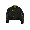 Alpha Industries x Brooklyn Dodgers Cooperstown Black and Gold Women's Cropped L-2B Bomber Jacket