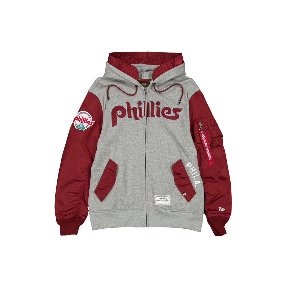 Alpha Industries x Philadelphia Phillies Cooperstown Gray MA-1 Full Zip Fleece Jacket