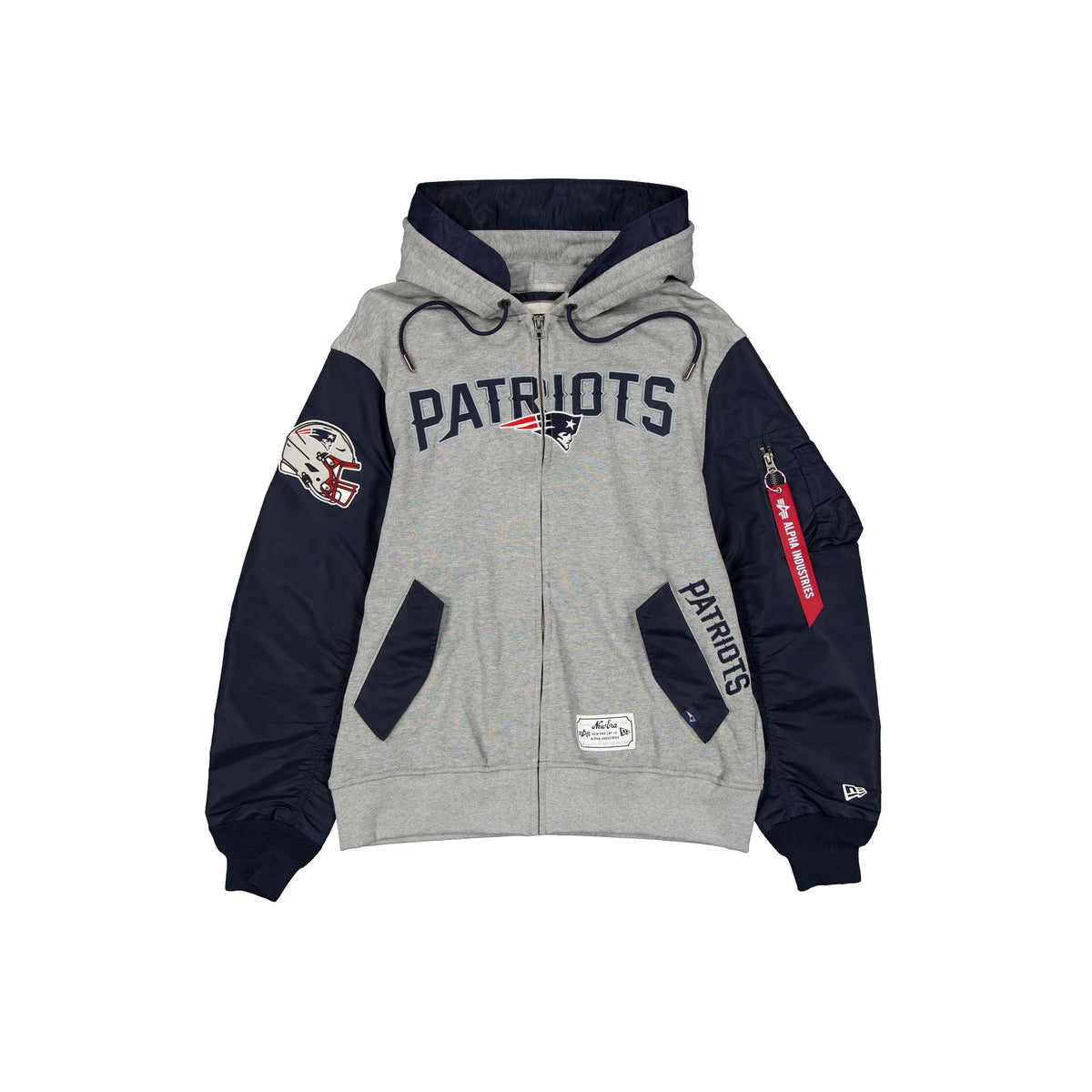 Alpha Industries x New England Patriots Gray MA-1 Full Zip Fleece Jacket