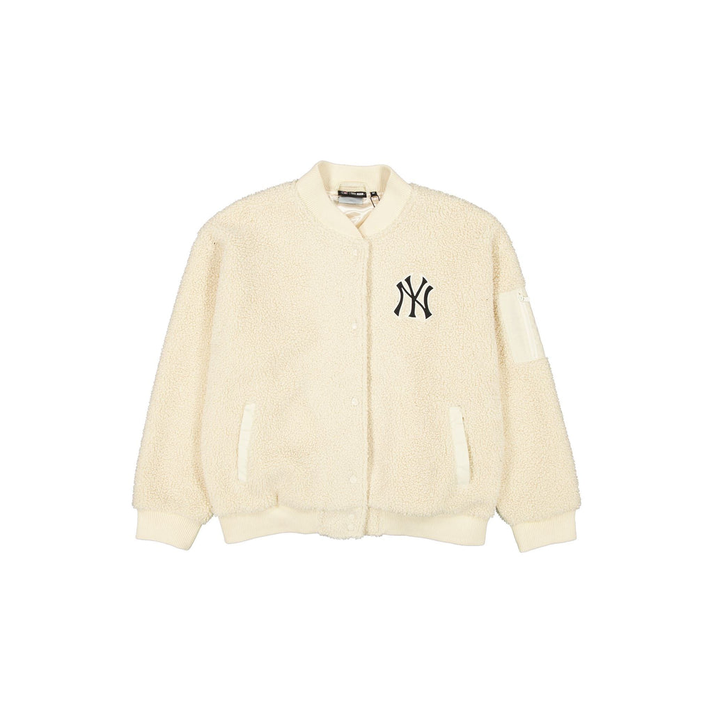 New York Yankees Sherpa Light Beige Women's Bomber Jacket