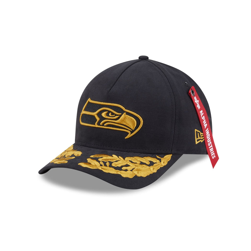 Alpha Industries x Seattle Seahawks Black 9FORTY M-Crown A-Frame Snapback Hat