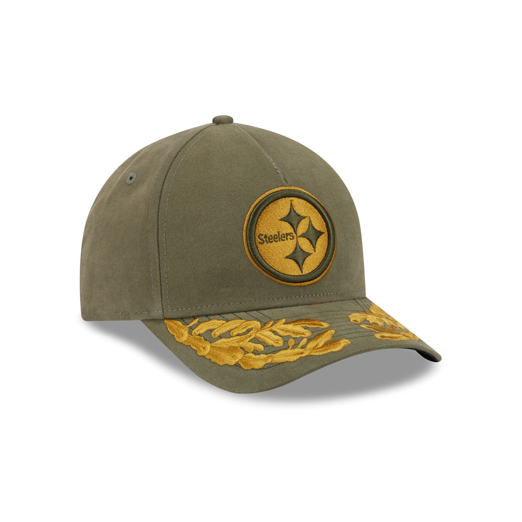 Alpha Industries x Pittsburgh Steelers Olive Green 9FORTY M-Crown A-Frame Snapback Hat