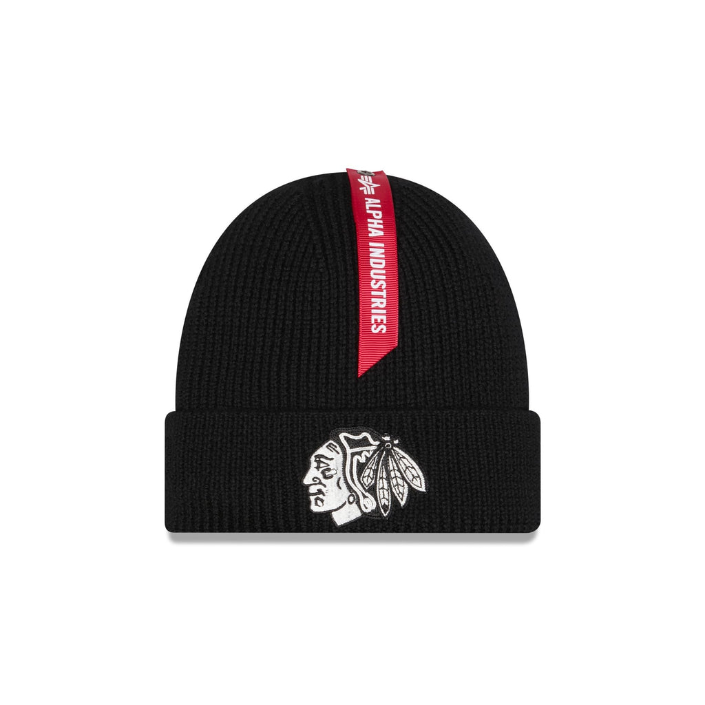 Alpha Industries x Chicago Blackhawks Black Cuff Knit Hat