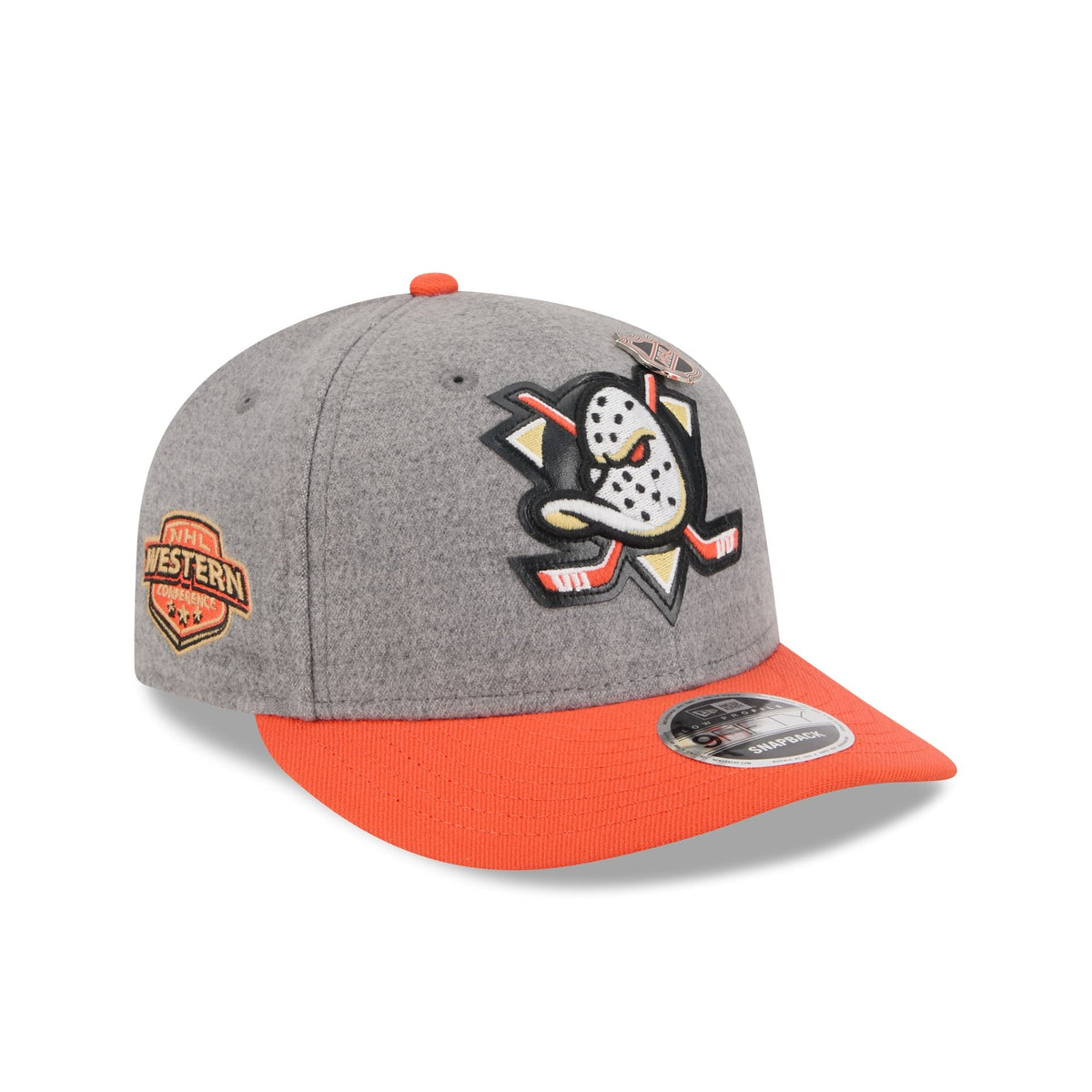 Anaheim Ducks Heather Gray Wool Low Profile 9FIFTY Snapback Hat