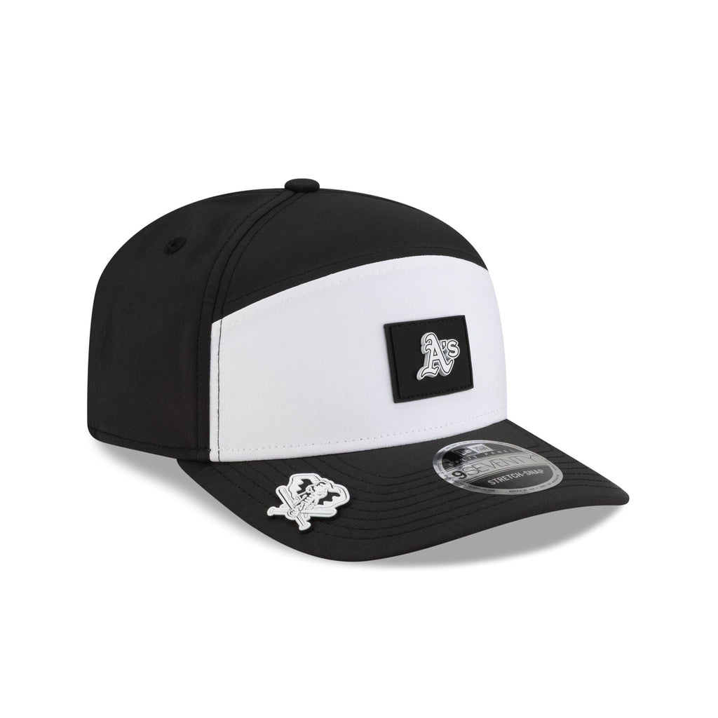 Athletics 2026 Clubhouse Black & White Split Panel 9SEVENTY Stretch-Snap Hat