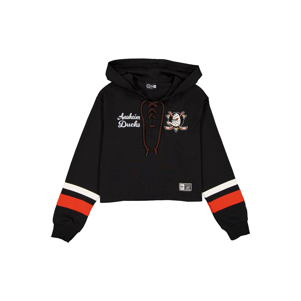 Anaheim Ducks Women's Throwback Cropped Tie Hoodie