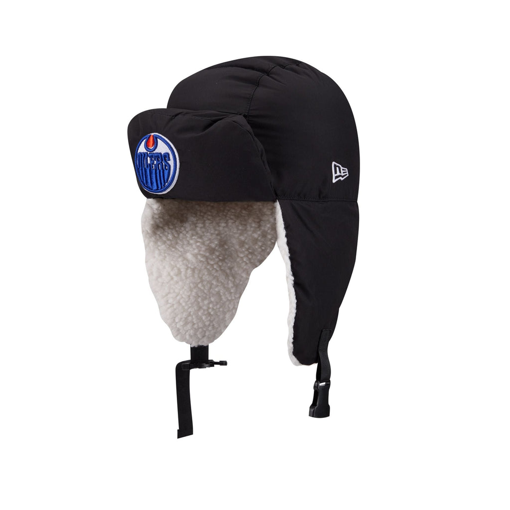 Alpha Industries x Edmonton Oilers Black Puffer Trapper Hat