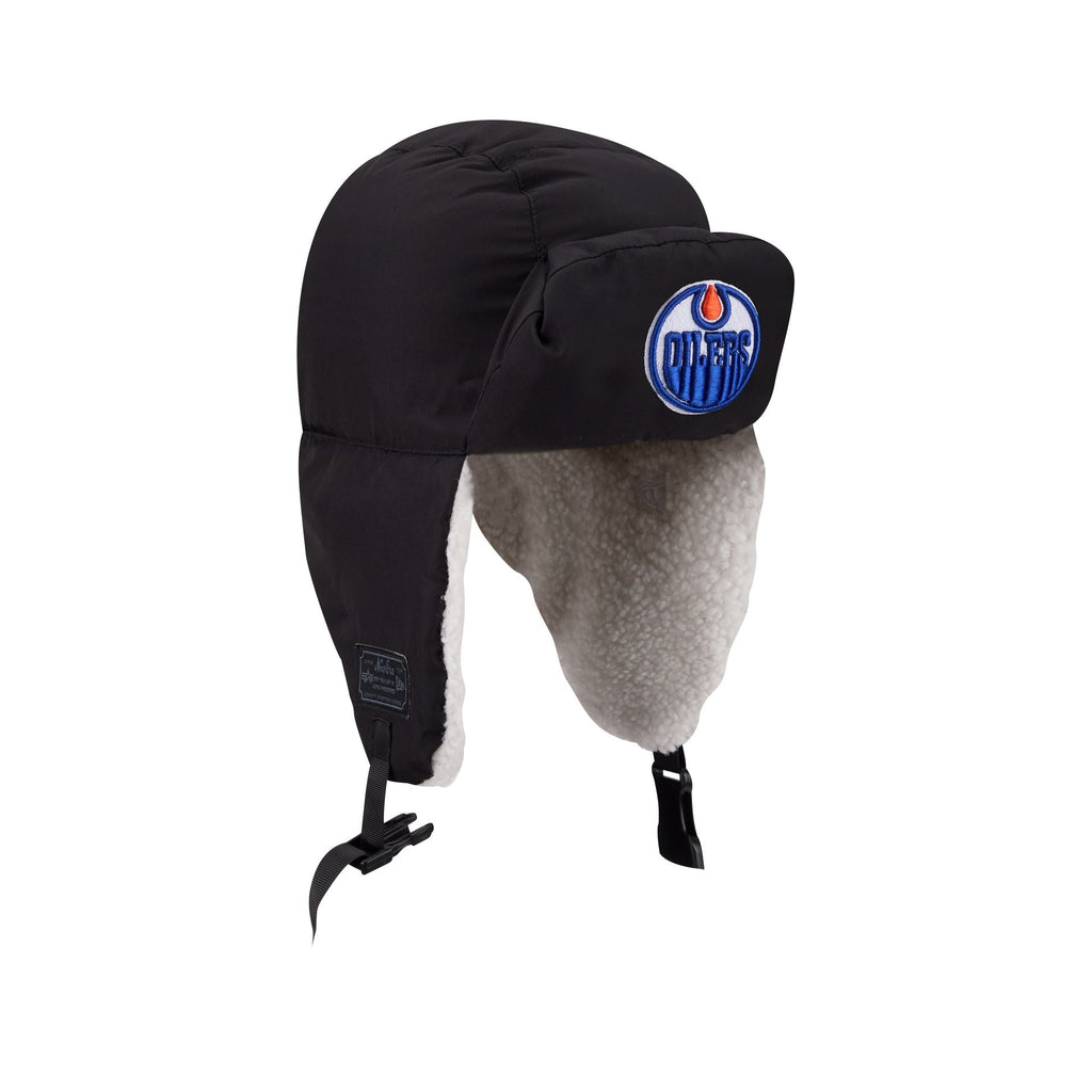 Alpha Industries x Edmonton Oilers Black Puffer Trapper Hat