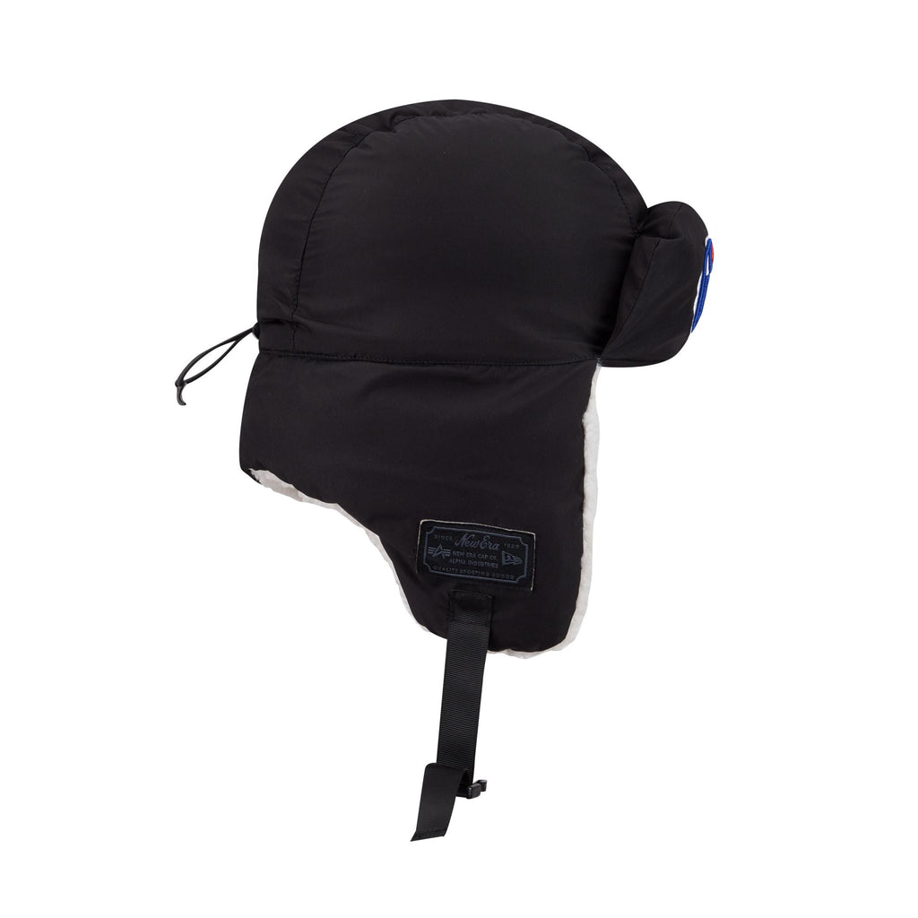 Alpha Industries x Edmonton Oilers Black Puffer Trapper Hat