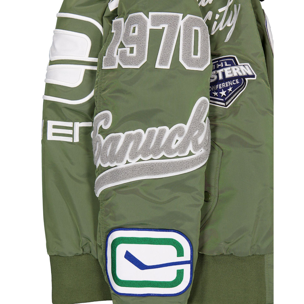 Alpha Industries x Vancouver Canucks Sage Green MA-1 Flight Jacket