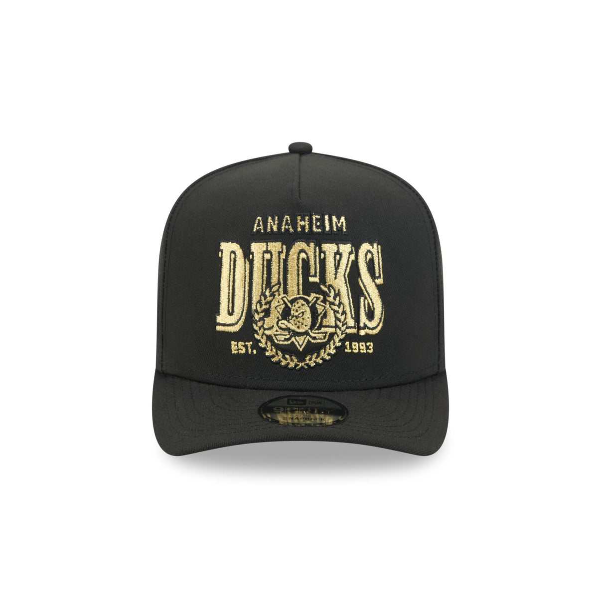 Anaheim Ducks Gold Laurel Black 9FIFTY A-Frame Snapback Hat